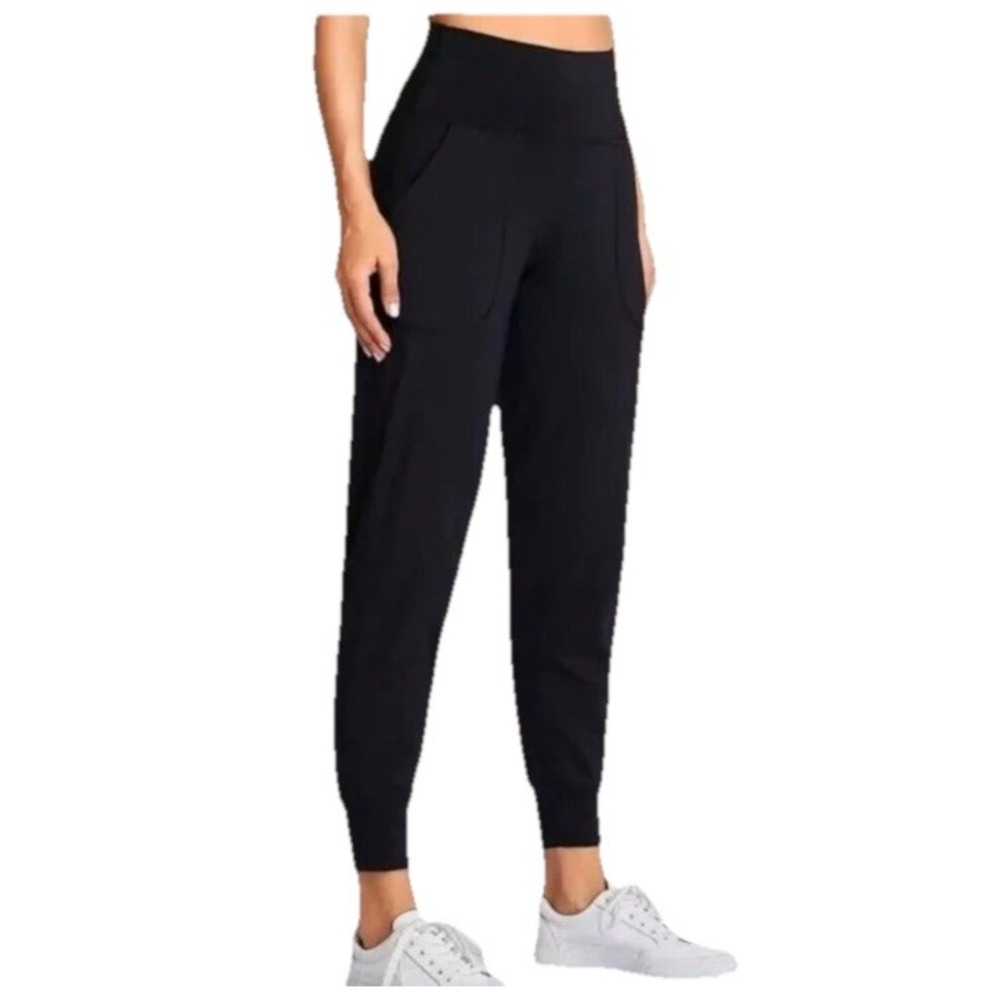 Oalka Leggings Women's Size Medium Joggers Solid Black Pockets Casual Athleisure
